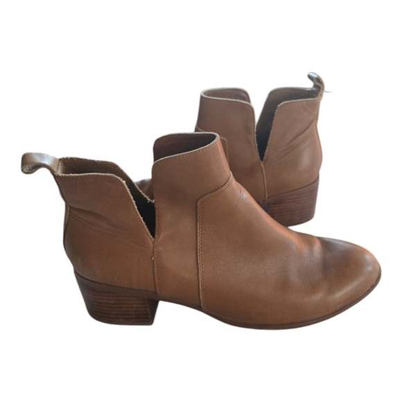 Franco Sarto Booties Women Sz 9 Brown Ankle Slip On Leather Shoes Block Heel - Picture 1 of 14